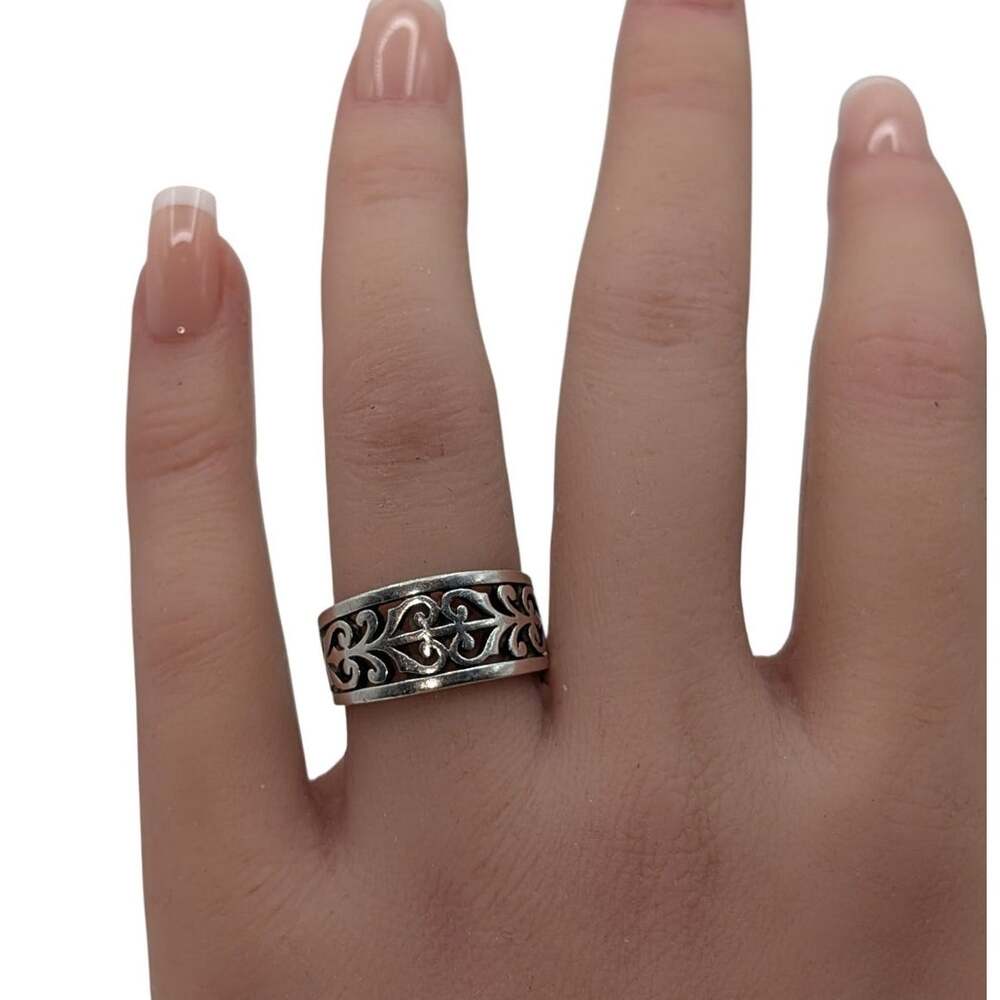 James Avery 925 Sterling Silver Adorned Open Scrollwork Band Ring Sz 6, 4.3g